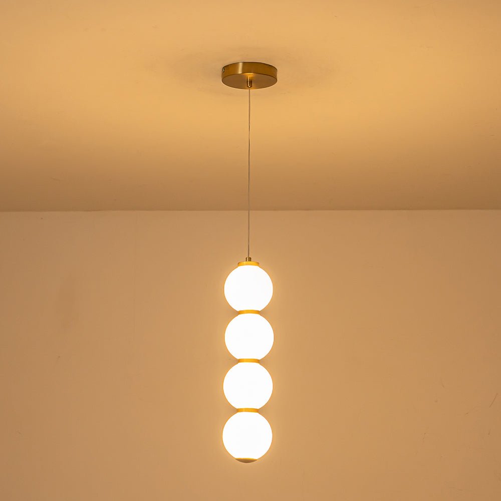 4 - Light Brass String Opal Glass LED Pendant Light - LightfixturesUAE