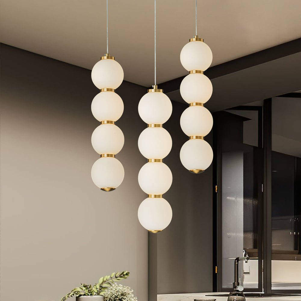 4 - Light Brass String Opal Glass LED Pendant Light - LightfixturesUAE