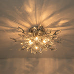4 - Light Flower Branch Crystal Semi - Flush Mount Light - LightfixturesUAE