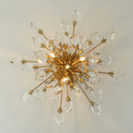 4 - Light Flower Branch Crystal Semi - Flush Mount Light - LightfixturesUAE