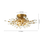 4 - Light Flower Branch Crystal Semi - Flush Mount Light - LightfixturesUAE