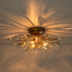 4 - Light Flower Branch Crystal Semi - Flush Mount Light - LightfixturesUAE
