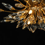 4 - Light Flower Branch Crystal Semi - Flush Mount Light - LightfixturesUAE