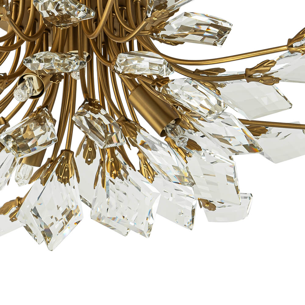 4 - Light Flower Branch Crystal Semi - Flush Mount Light - LightfixturesUAE
