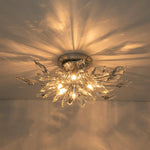 4 - Light Flower Branch Crystal Semi - Flush Mount Light - LightfixturesUAE