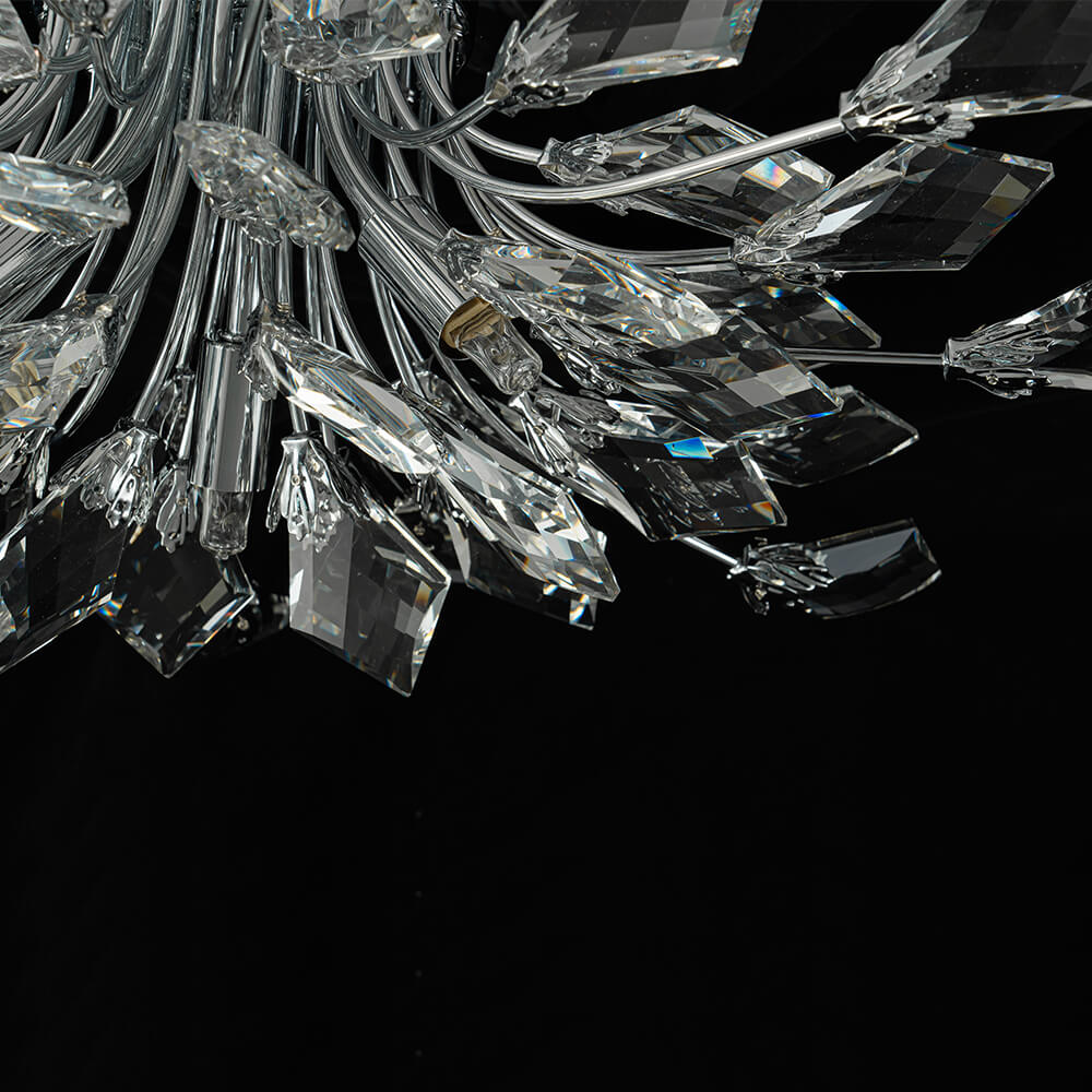 4 - Light Flower Branch Crystal Semi - Flush Mount Light - LightfixturesUAE