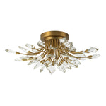 4 - Light Flower Branch Crystal Semi - Flush Mount Light - LightfixturesUAE