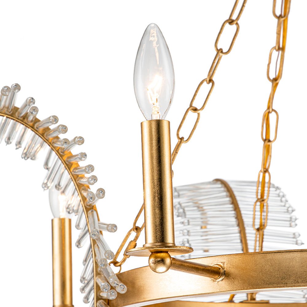 4 - Light Luxury Candle Style Crystal Leaf Chandelier - LightfixturesUAE