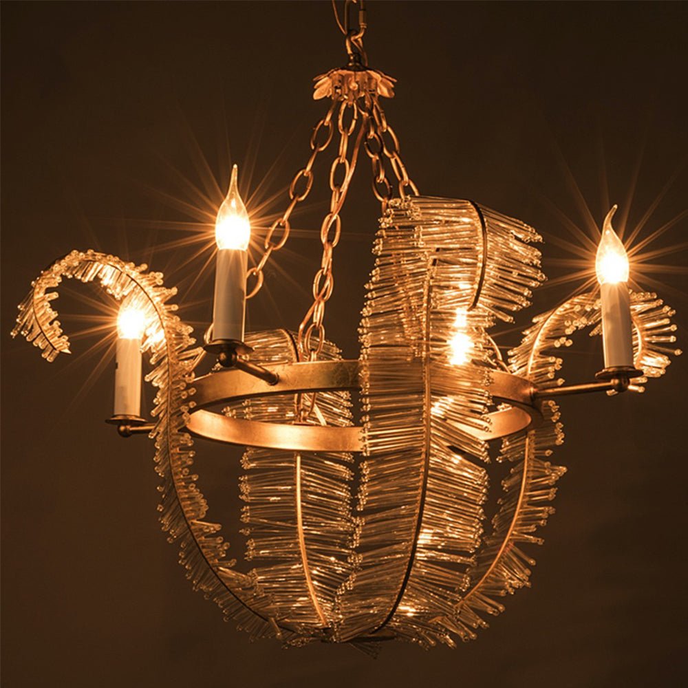 4 - Light Luxury Candle Style Crystal Leaf Chandelier - LightfixturesUAE