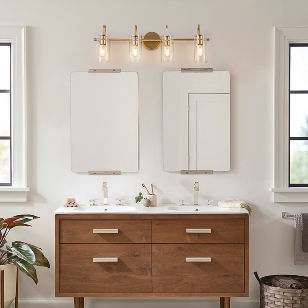 4 - Light Mid - century Cylinder Glass Wall Sconces - LightfixturesUAE