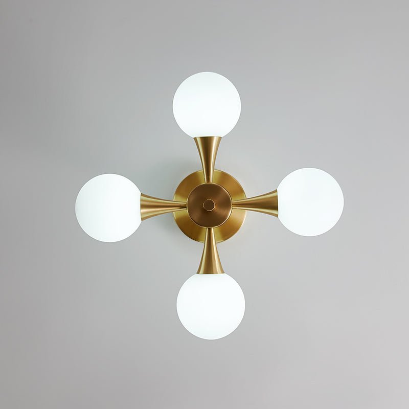 4 - light Mid - Century Modern Opal Globe Ceiling Light - LightfixturesUAE