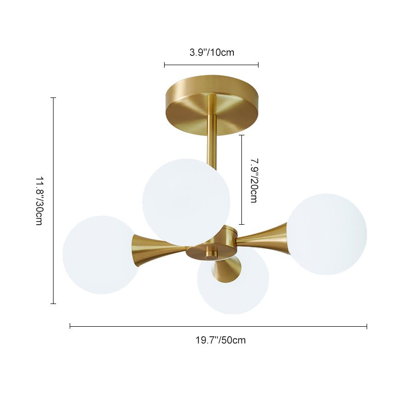 4 - light Mid - Century Modern Opal Globe Ceiling Light - LightfixturesUAE
