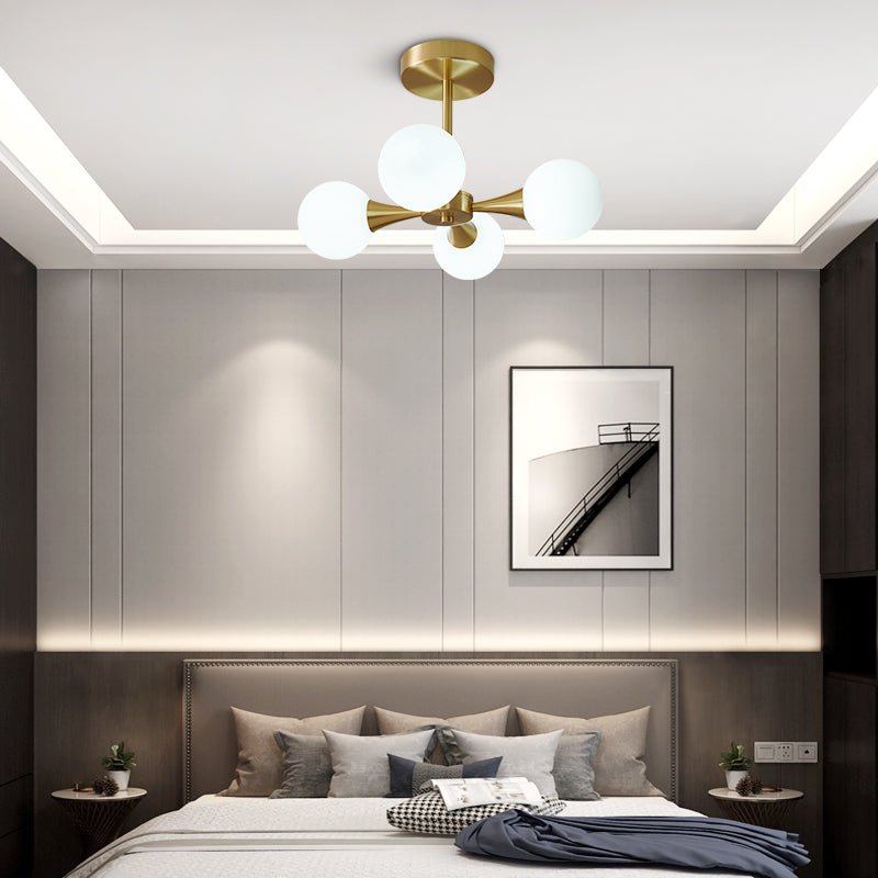 4 - light Mid - Century Modern Opal Globe Ceiling Light - LightfixturesUAE