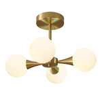 4 - light Mid - Century Modern Opal Globe Ceiling Light - LightfixturesUAE