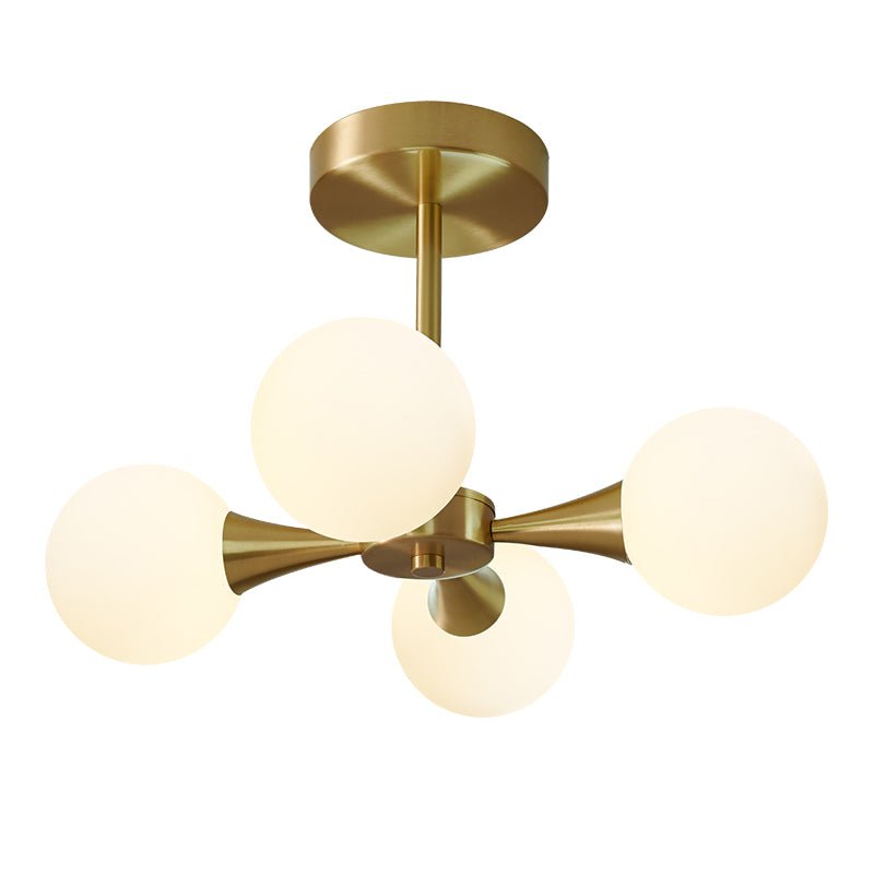 4 - light Mid - Century Modern Opal Globe Ceiling Light - LightfixturesUAE