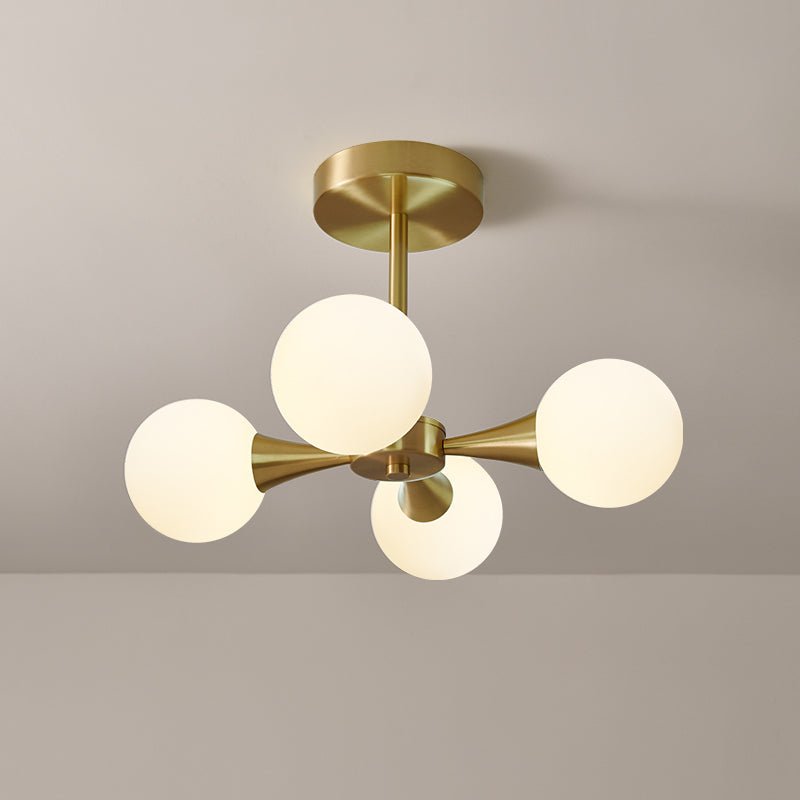 4 - light Mid - Century Modern Opal Globe Ceiling Light - LightfixturesUAE