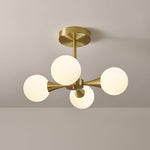 4 - light Mid - Century Modern Opal Globe Ceiling Light - LightfixturesUAE
