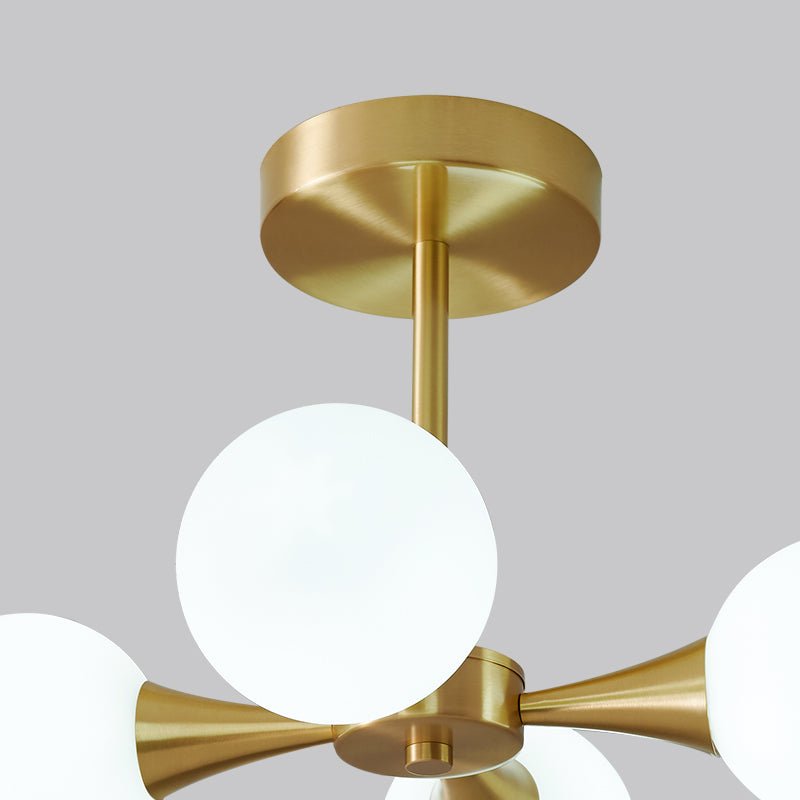 4 - light Mid - Century Modern Opal Globe Ceiling Light - LightfixturesUAE