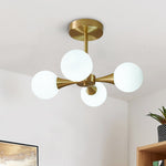 4 - light Mid - Century Modern Opal Globe Ceiling Light - LightfixturesUAE