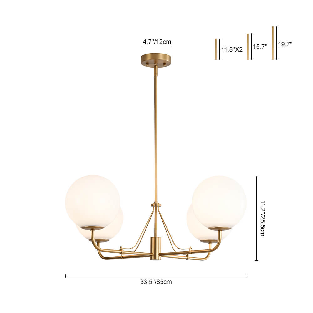 4 - Light Modern Opal Glass Globe Chandelier - LightfixturesUAE