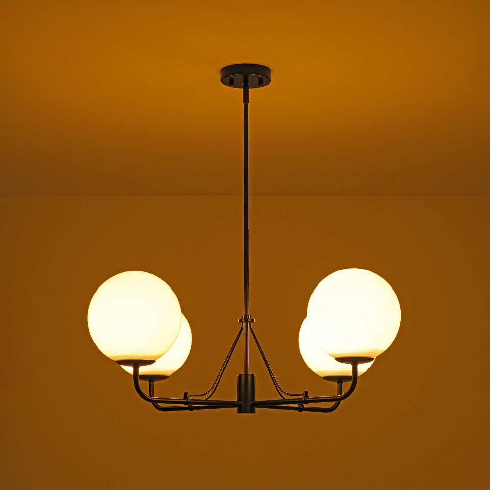 4 - Light Modern Opal Glass Globe Chandelier - LightfixturesUAE