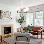 4 - Light Modern Opal Glass Globe Chandelier - LightfixturesUAE