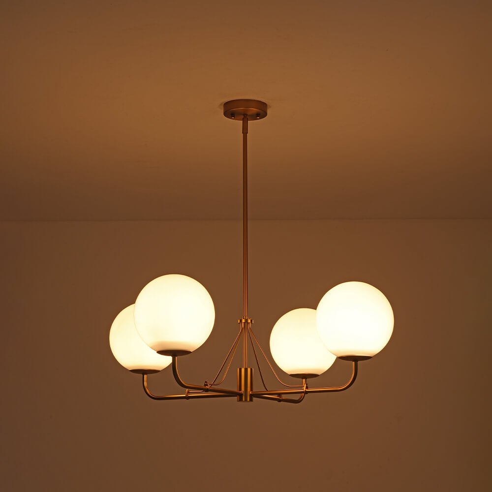 4 - Light Modern Opal Glass Globe Chandelier - LightfixturesUAE