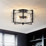 4 - Light Rustic Textured Glass Semi Flush Mount Ceiling Light - LightfixturesUAE
