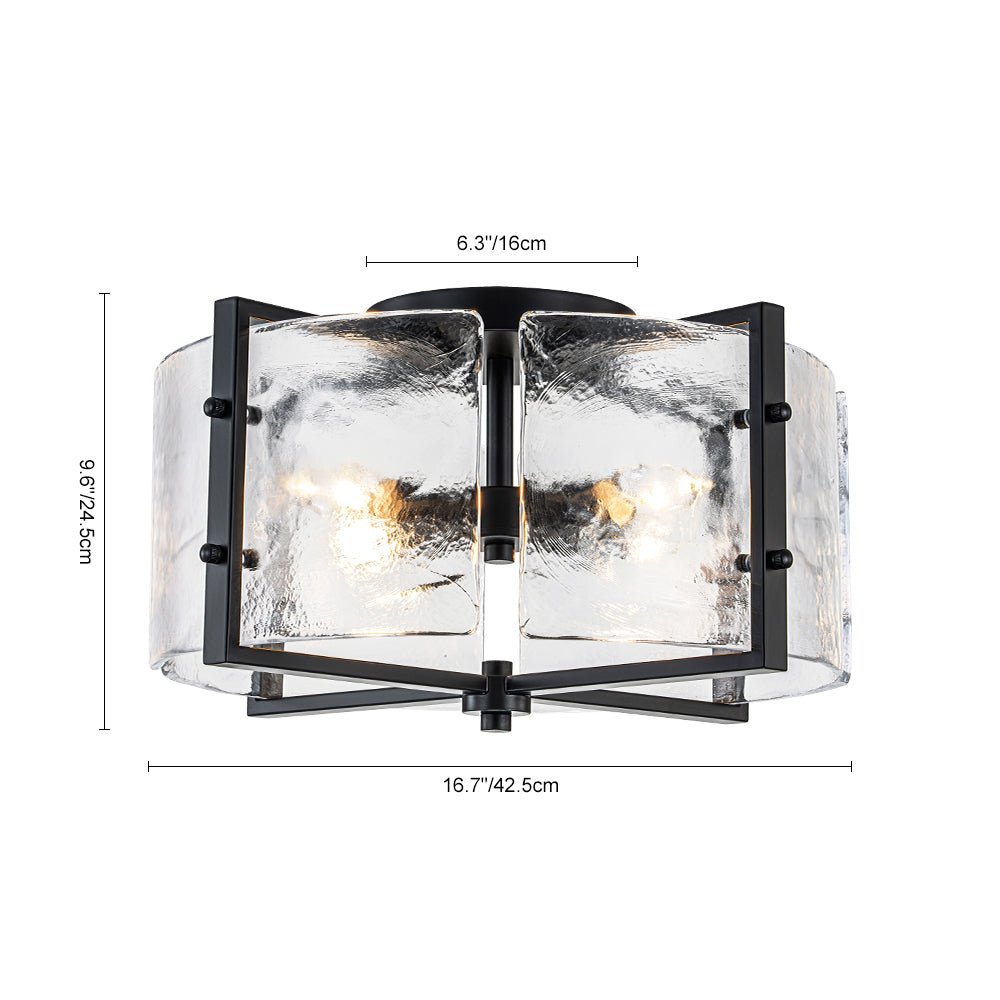 4 - Light Rustic Textured Glass Semi Flush Mount Ceiling Light - LightfixturesUAE
