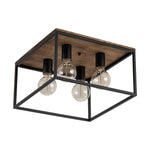 4 - Light Square Industrial Retro Flush Mount Ceiling Light - LightfixturesUAE