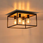 4 - Light Square Industrial Retro Flush Mount Ceiling Light - LightfixturesUAE