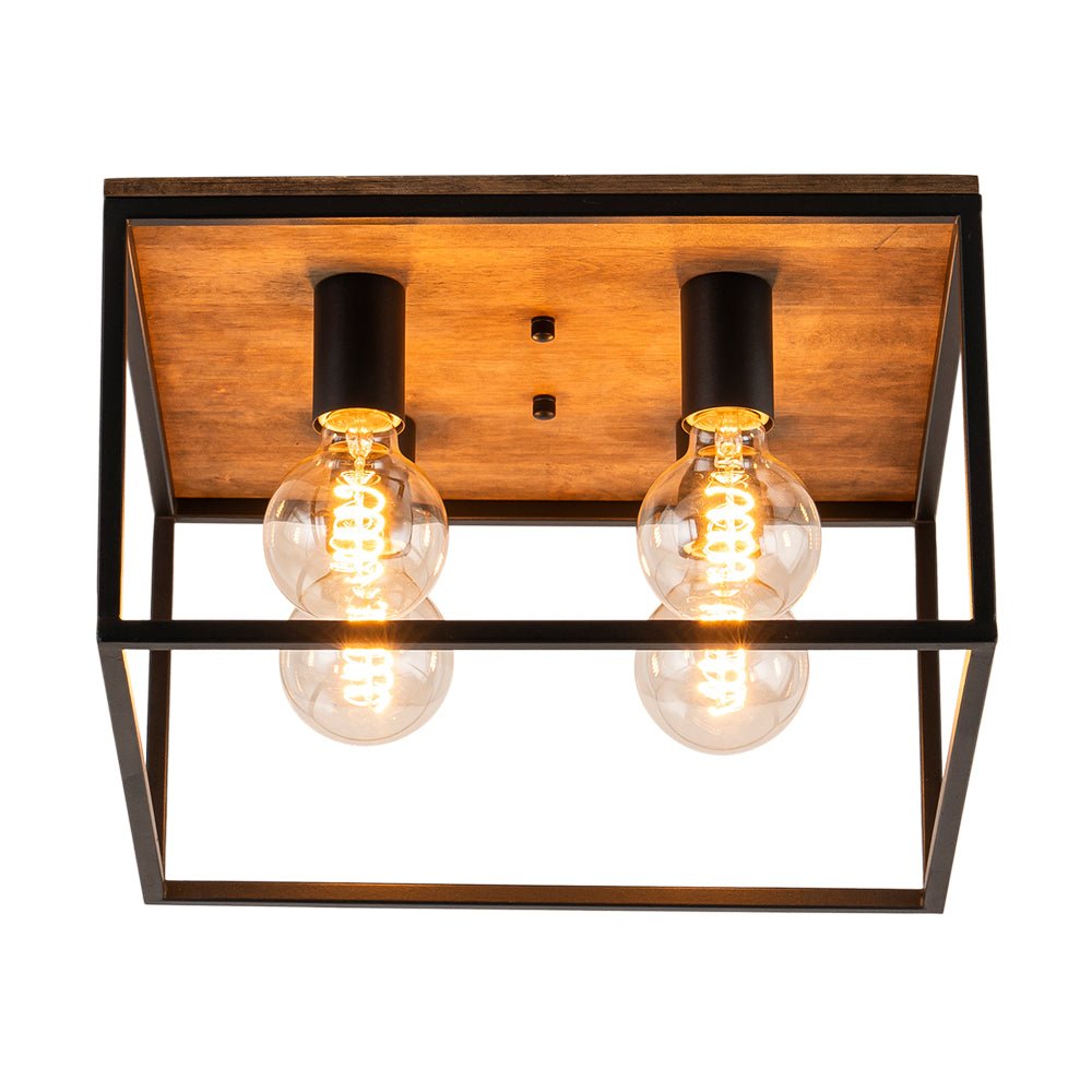 4 - Light Square Industrial Retro Flush Mount Ceiling Light - LightfixturesUAE