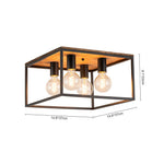 4 - Light Square Industrial Retro Flush Mount Ceiling Light - LightfixturesUAE