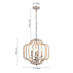 4 - Light Traditional Wood Bead Lantern Pendant Lighting - LightfixturesUAE