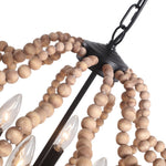 4 - Light Traditional Wood Bead Lantern Pendant Lighting - LightfixturesUAE