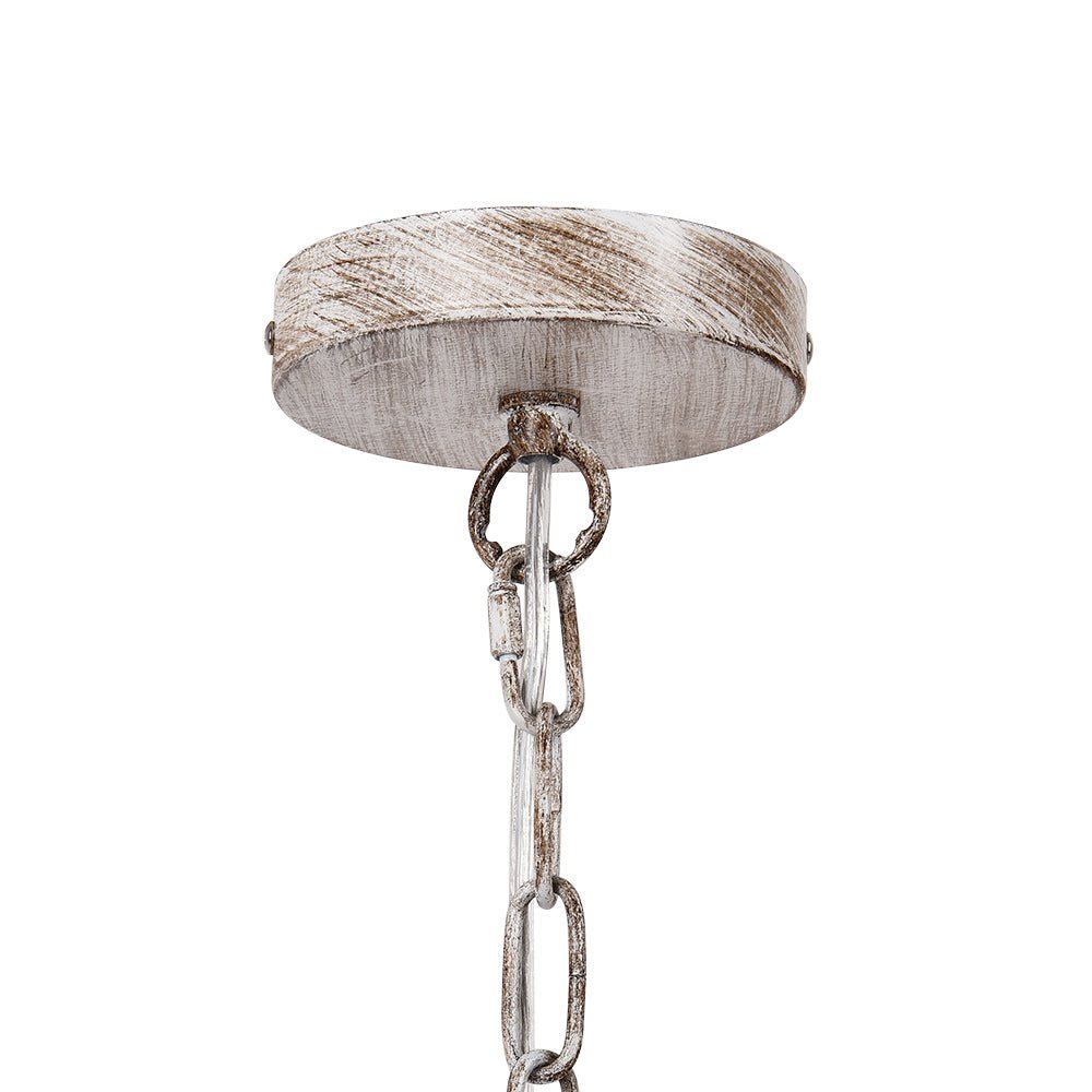 4 - Light Traditional Wood Bead Lantern Pendant Lighting - LightfixturesUAE