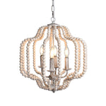4 - Light Traditional Wood Bead Lantern Pendant Lighting - LightfixturesUAE