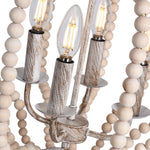 4 - Light Traditional Wood Bead Lantern Pendant Lighting - LightfixturesUAE