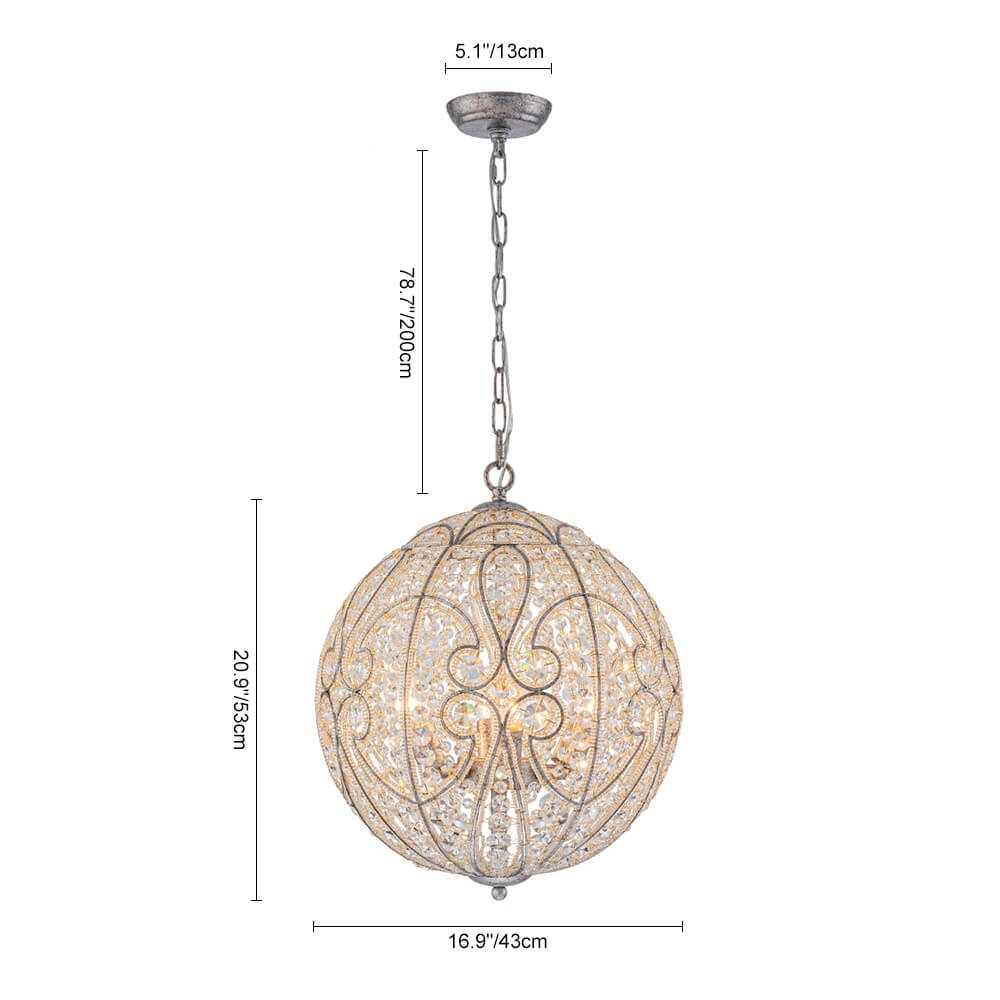 4/6 - Light Luxury Spherical Crystal Chandelier - LightfixturesUAE