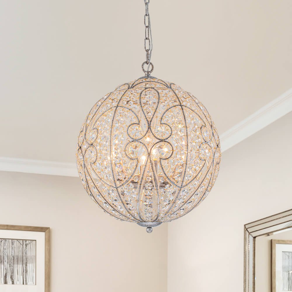 4/6 - Light Luxury Spherical Crystal Chandelier - LightfixturesUAE