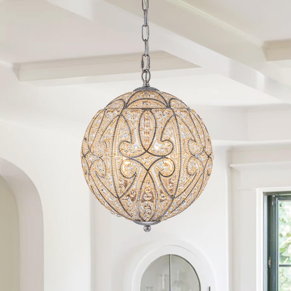 4/6 - Light Luxury Spherical Crystal Chandelier - LightfixturesUAE
