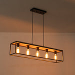 5 - Light Black Classic Linear Rectangular Iron Frame Chandelier - LightfixturesUAE