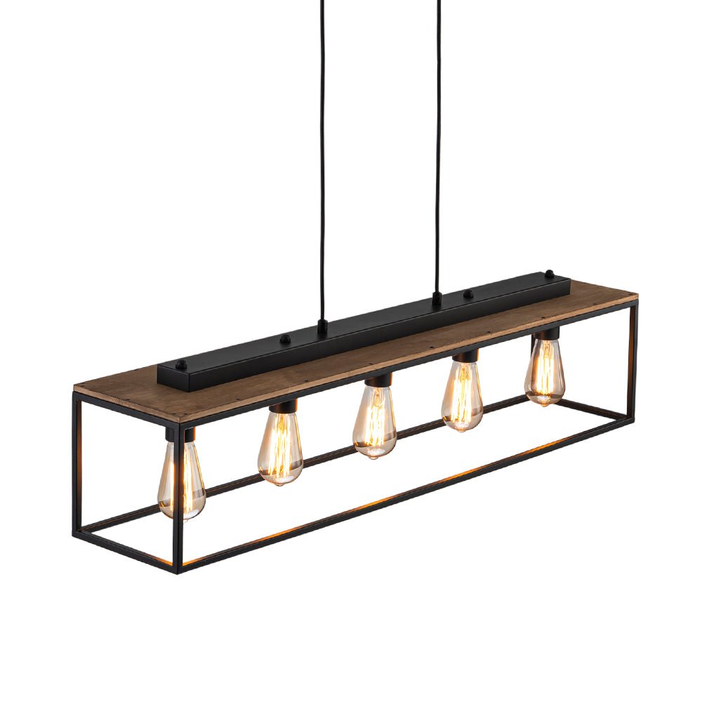 5 - Light Black Classic Linear Rectangular Iron Frame Chandelier - LightfixturesUAE
