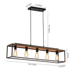 5 - Light Black Classic Linear Rectangular Iron Frame Chandelier - LightfixturesUAE