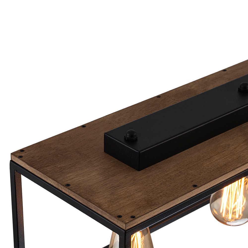5 - Light Black Classic Linear Rectangular Iron Frame Chandelier - LightfixturesUAE