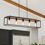 5 - Light Black Classic Linear Rectangular Iron Frame Chandelier - LightfixturesUAE