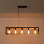 5 - Light Black Classic Linear Rectangular Iron Frame Chandelier - LightfixturesUAE