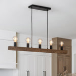 5 - Light Farmhouse Linear Wood Pendant Light - LightfixturesUAE