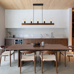 5 - Light Farmhouse Linear Wood Pendant Light - LightfixturesUAE