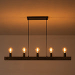 5 - Light Farmhouse Linear Wood Pendant Light - LightfixturesUAE